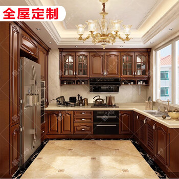 Zhong zhangguo pure solid wood cabinets american style whole house custom furniture european style french new chinese style villa overall kitchen decoration chengdu whole house custom cabinets