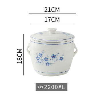 Pupan minnan ceramic slag separator stew cup with liner for broth separation without filtering underglaze color healthy soup cup overflow soup artifact lanmei 2200ml (with liner)