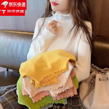 Obeyide velvet warm new autumn and winter half-high collar women's long-sleeved t-shirt versatile slimming korean style bottoming shirt top white one size