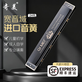 Chimei harmonica 24-hole professional performance harmonica for adults and children beginners c-key harmonica black overlord 24-hole polyphonic harmonica phantom black