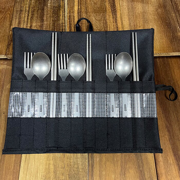 Snow rock pure titanium tableware set (9-piece set) pure titanium tableware nine-piece set (forks*3+table spoons*3+chopsticks*3+storage