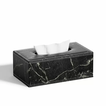 Yusenyi home bedroom tissue box black marble living room high-end creative light luxury storage box coffee table desktop toilet paper black marble pattern large tissue box