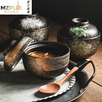 Mzploi jingdezhen water-proof stew household one-person ceramic soup bowl with lid soup cup japanese bird's nest dessert stew cup-jiyun