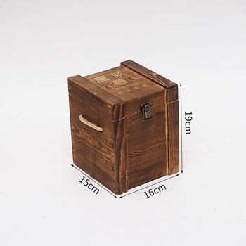 Fantasy liquor packaging box, old one, two, three, four, six-tank wooden box, wooden liquor box, wine tank packaging box, charcoal-colored one-jar wooden box, original pulp, no wine jar