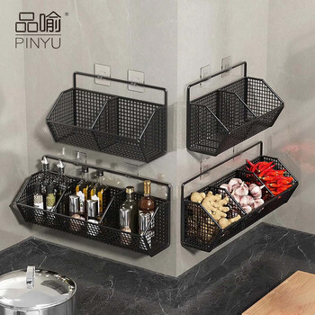 Pinyu kitchen wall-mounted onion, ginger and garlic storage rack wall multi-functional ginger and garlic hanging basket storage box vegetable basket storage basket