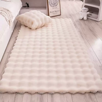 Yusenyi cream style bedroom bedside plush blanket living room rabbit plush carpet bubble velvet floor mat bay window cushion sofa off-white 90x120cm