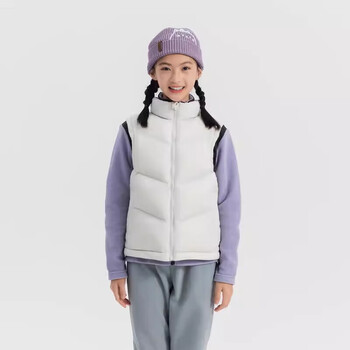 Decathlon (decathlon) children's outdoor winter sports down vest for boys and girls, thin thermal vest with fleece ski liner, cream rice, one size fits all /161-172cm14-15 years old