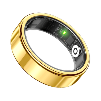 Nuibc smart ceramic ring non-invasively measures blood sugar, heart rate, blood pressure, blood oxygen, waterproof, bluetooth compatible, samsung and apple, rich gold size 7, finger circumference 54mm, weight 40-55kg