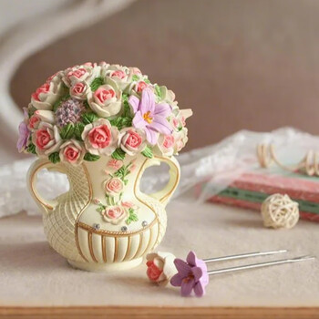 Shantou lincun creative household fruit fork set internet celebrity fruit pick purely handmade light luxury dessert fork ornament art flower fruit fork set/fruit cutting artifact