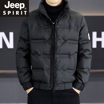 Jeep spirit premium stand collar down jacket men's winter jacket 2025 new lightweight coldproof versatile winter top short black m