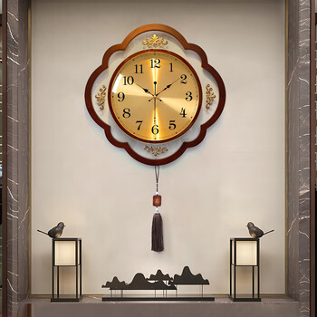 Zunell new chinese style silent wall clock living room 2026 new high-end light luxury high-end atmospheric art solid wood clock wall hanging new chinese style classical wall clock