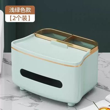 Yusenyi light luxury tissue box living room high-end tissue remote control coffee table multi-function box storage home desktop creative ornaments light fir green (2 pack) multi-function storage