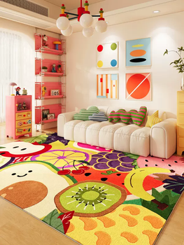 Yusenyi cartoon puzzle carpet living room dopamine sofa children's blanket disposable mat coffee table room bedroom colorful wipeable belgian velvet rice duo 02 120 pieces 120x160cm (upgraded five-proof material)