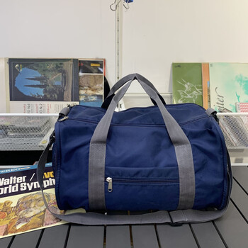 Ye yu travel bag large capacity business travel luggage bag lightweight portable sports bag fashion fitness bag shoulder yoga bag navy blue-small