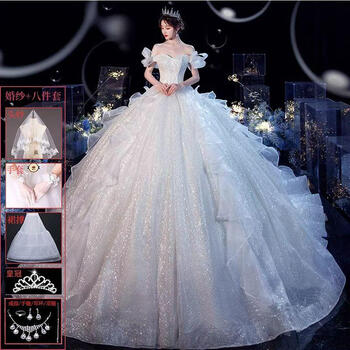 Wei lianmenglan main wedding dress 2025 new bridal texture french light heavy industry trailing women small niche light luxury floor-length wedding dress eight-piece set l recommendation 160168c10