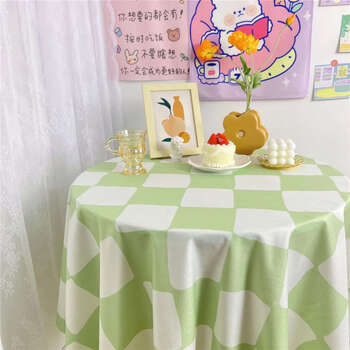 Yusenyi velvet fresh tablecloth high-end rectangular dining table coffee table cabinet cover fresh white and green check 40x60cm (small cover)