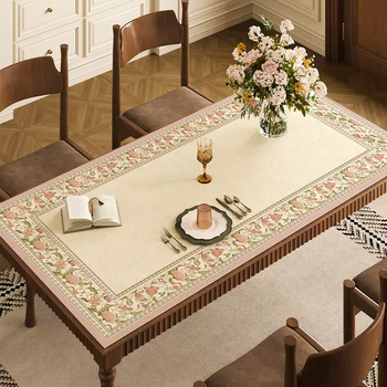 Yusenyi french retro dining table mat grade water-oil-burning household no-wash pvc desktop protective mat rectangular oak nb60424 80x140cm (repellent to chili oil for more than 48h)