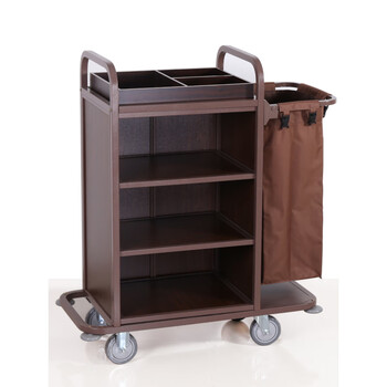 Hotel linen cart, guest room special work cart, hygienic wooden board service cart, cleaning cart, cleaning cart, ironwood unilateral cart (with regular cloth bag)
