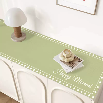 Yusenyi simple tv cabinet table mat tablecloth waterproof and oil-proof sideboard shoe cabinet coffee table mat entrance hall matcha milk 30cmx120cm (can be cut and customized)