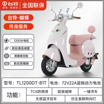 Tailing butterfly electric car 72v long range blue whale battery high power battery car adult electric two-wheeled motorcycle sakura pink 72v22ah blue whale power battery