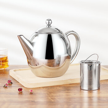 Tuojin german double-layer stainless steel teapot 304 stainless steel insulated teapot with tea compartment frosted teapot household double-layer 1.2 liter mirror with tea compartment 0ml 1l or more