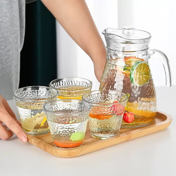 Cool kettle hammered glass cold kettle set household summer water set hammered water set 1 pot 4 cups 1ml no specifications