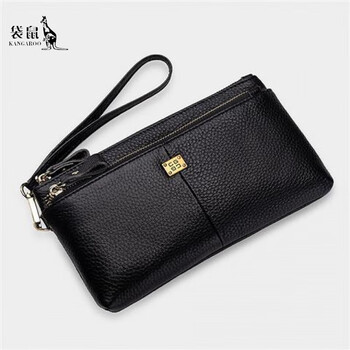 Kangaroo leather clutch 2025 new autumn bag women's versatile simple handbag women's wallet new fashion trend black