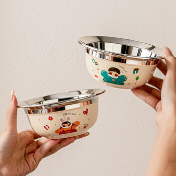 Treejack 316 stainless steel children's food bowl, cup, fork and spoon set, kindergarten thickened rice bowl, instant noodle bowl, noodle bowl, soup bowl