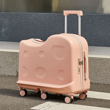 Ye yu suitcase, large capacity, sit and ride, girl's trolley case, boarding code box, boy's suitcase, dogwood powder - thickened case, load-bearing 160 catties wheel, 22-inch baby's good helper, upgraded six wheels