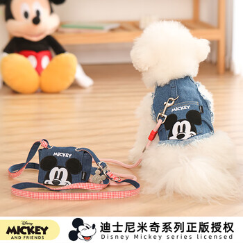 Disney (disney) disney mickey series mickey cowboy traction rope adjustable harness suit for cats to prevent escape from dog leash mickey cowboy pet harness suit m neck 28-34cm, chest 40-48cm