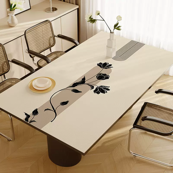 Yusenyi table mat water tablecloth no-clean oil pvc leather coffee table mat heat-insulated and ironed household table mat geometric flower rattan rice 75cmx140cm can be cut and customized