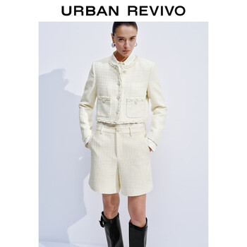 Ur2025 winter new women's clothing temperament small fragrance texture exquisite button short jacket uwg150163 off-white s