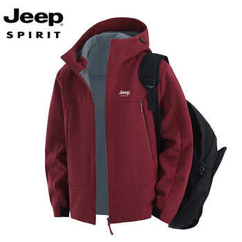 Jeep spirit jeep soft shell jacket men's autumn and winter casual jacket windproof outdoor mountaineering wear 6678 suzaku red s