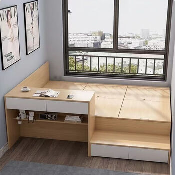 Zhong zhanggui modern simple single bed small apartment tatami bed desk integrated storage multi-functional children's bed combination 1000mmx1900mm/single board bedside + bed + desk + step