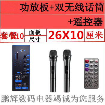 Bluetooth speaker amplifier motherboard 12v battery 26*10 suitable for xinke jinzhengxianke pull rod audio amplifier board package 10 amplifier board + dual microphones + remote control
