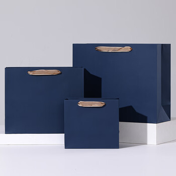 Sweet letter dark blue gift bag handbag kraft paper bag tobacco wine tea packaging bag custom business gift bag