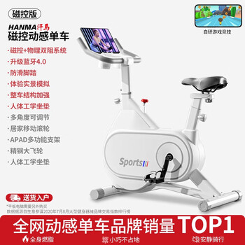 Hanma magnetic control silent exercise bike home small indoor sports equipment white_infinite magnetic control_silent_bold and larger