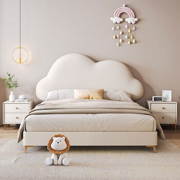 Yusenyi children's bed girls cute cloud princess bed girls bed modern simple bedroom 1.5 meters single solid wood children's room single bed 1500mm*2000mm without