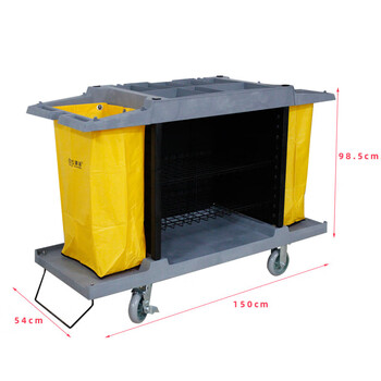 Baiyun cleaning service truck hotel room work linen truck guest room door push collection truck plastic cleaning truck baiyun small two-story bilateral service truck_6-inch large wheel