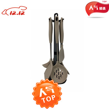 Fantasy german imported quality stainless steel silicone kitchenware 6-piece set non-stick special spatula and spoon for frying steak and cooking khaki