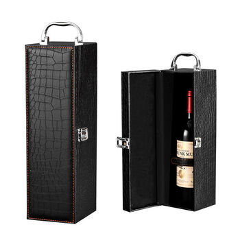 Fantasy red wine box single red wine leather box wine gift box wine box red wine packaging box 1 box black crocodile single without wine utensils