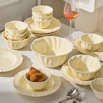 Treejack cream-style tableware set, dish set, household bowl, 2025 new high-looking bowls, dishes and bowls, housewarming gift box