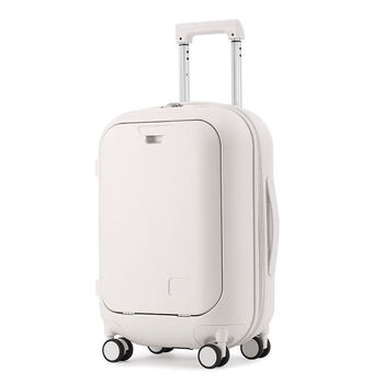 Ye yu luggage women's inch boarding wheels good-looking trolley case student suitcase men's leather case milky white - upgraded board - zipper style 18-inch front opening + usb charging dual interface