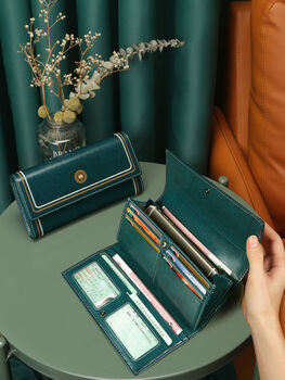 Hg wallet women's long genuine leather large capacity wallet new women's 2022 niche design hand wallet 1063 peacock color sold out and comes with exquisite gift box