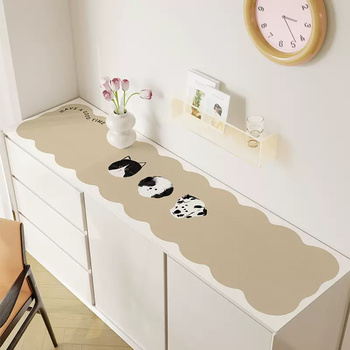 Yusenyi cream style sideboard mat desktop mat shoes counter top tablecloth waterproof and oilproof protective mat coffee table tv big head family c 30cmx90cm (applicable to coffee table, dining table and cabinet)