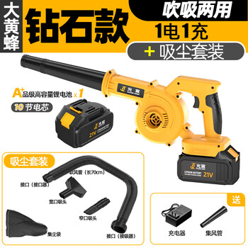 Guangchen lithium electric hair dryer industrial violent fan rechargeable blower snow blower dust removal household dust blower electric tool three-purpose blow, suction and spray - 10-section diamond model one electric and one charge set