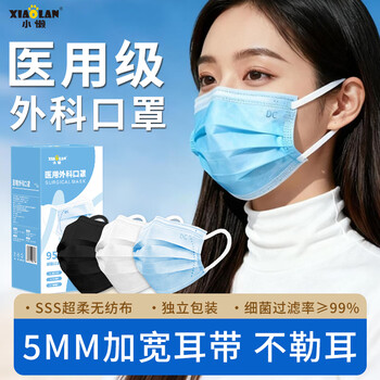 Xiaolan (xiaolan) xiaolan disposable medical-grade surgical mask three-layer breathable adult dust-proof, haze-proof and dust-proof individually packaged medical surgical grade individually packed 100 pieces blue * 2 boxes