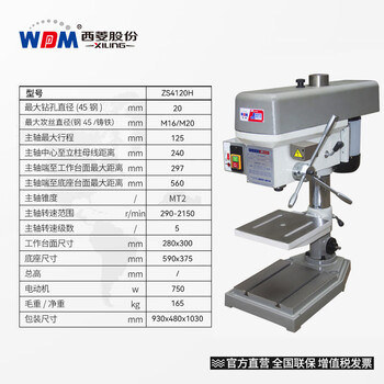 Xiling dual-purpose drilling and tapping machine tool high-precision industrial-grade drilling machine bench drilling drilling machine tapping machine tapping bench drilling machine zs4120h (380v/750w)