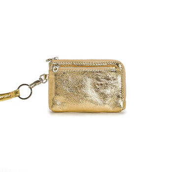 Halterneck small bag texture accessories internet celebrity gold and silver decorative small wallet genuine leather coin purse women's lanyard key bag gold