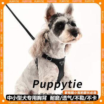 Puppytie dog leash for medium-sized dogs and small dogs teddy dog leash corgi dog leash adjustable black knight-suit (chest + leash) s size-recommended 8-16 pounds